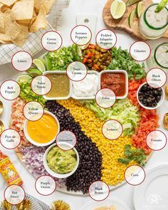 Nacho Bar Toppings, Party Nachos, Nachos Bar, Nacho Bar Party, Mexican Board, Nacho Party, Taco Platter, Party Menu Ideas, Mexican Party Food