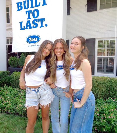 Honk For Pc Bid Day, Built To Last Bid Day, Chi Omega Bid Day Themes, Sorority Work Week Poses, Denim Bid Day, Y2k Sorority, Sorority Bid Day Themes, Spirit Week Themes, Sorority Work Week