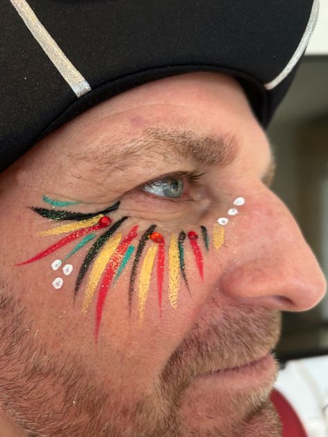 Men Face Paint, Homecoming Face Paint Ideas, Mens Face Paint, Face Paint For Men, Neon Face Paint, Face Painting For Boys, Glitter Bar, Face Art Makeup, Stage Props