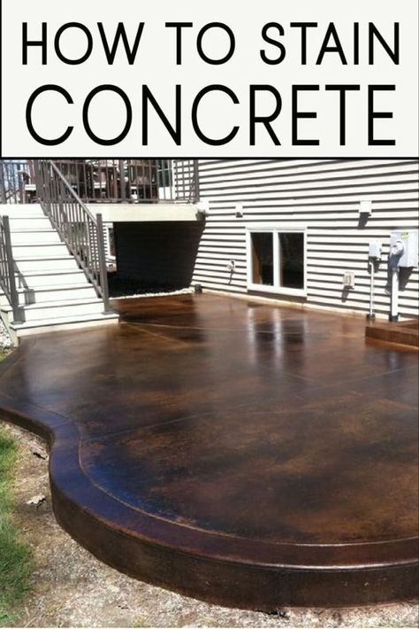 Diy Stained Concrete Floors, How To Stain Concrete, Diy Concrete Stain, Concrete Stain Patio, Stain Concrete, Koti Diy, Concrete Patios, Diy Staining, Concrete Stained Floors