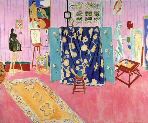 Henri Matisse, L’atelier rose (The Pink Studio), 1911, Oil on canvas, 179.5 x 221 cm, The Pushkin State Museum of Fine Arts, Moscow. Pink Studio, Matisse Paintings, Pablo Picasso Paintings, Picasso Paintings, Matisse Art, Fauvism, Paul Cezanne, Lithograph Print, Henri Matisse