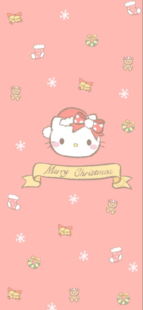 Pink Christmas Iphone Wallpaper, Christmas Wallpaper Ipad, Hello Kitty Images, Kawaii Christmas, Hello Kitty Characters, Hello Kitty Backgrounds, Hello Kitty Art, Hello Kitty Christmas, Pink Hello Kitty