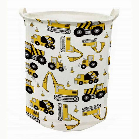 Kids Laundry Hamper, Construction Bedroom, Toys Organizer, Clothing Organizer, Kid Laundry, Nursery Hamper, Basket Laundry, Fabric Clothes, Cartoon Cars