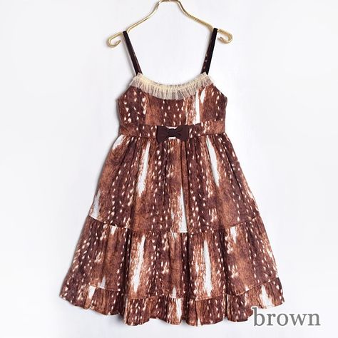 Fawn Fur Camisole Dress, brown, Emily Temple Cute 2020 Deer Outfit, Deer Dress, Dress One Piece, Camisole Dress, Dress Aesthetic, J Fashion, One Piece Dress, Dream Clothes, Lolita Fashion