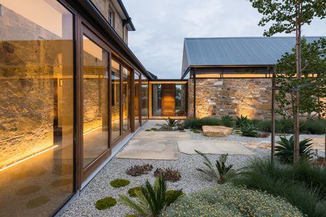 Modern Barn House, Modern Farmhouse Exterior, Architecture Awards, Stone Walls, Barn Style House, Modern Barn, Farmhouse Exterior, House Extensions, Barn Style