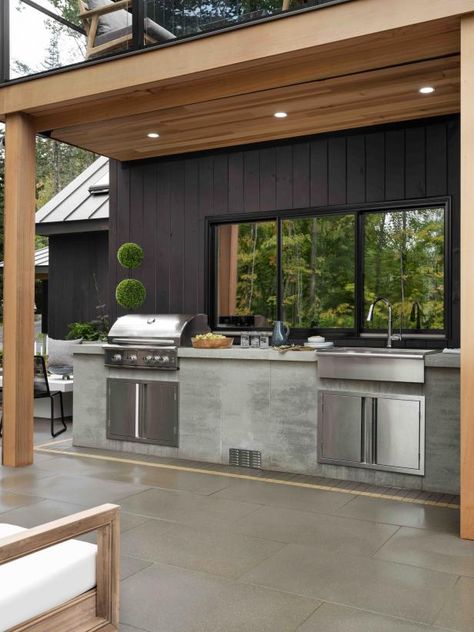 HGTV Dream Home 2022: Patio and Grill Station Pictures | HGTV Dream Home 2022 | HGTV Hgtv Dream Home 2022, Lakehouse Design, Station Pictures, Outdoor Grill Station, Patio Grill, Build Outdoor Kitchen, Grill Station, Outdoor Sinks, Hgtv Dream Home