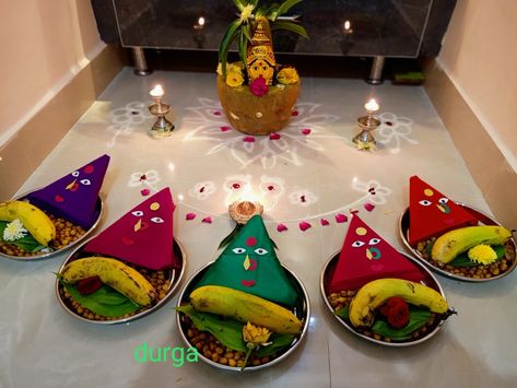 Vaibhava Lakshmi Pooja Decoration, Mangala Gowri Pooja Decoration, Haritalika Pooja Decoration, Tulsi Pooja Decoration, Durga Puja Decoration Ideas At Home, Gowri Pooja Decoration, Pepar Designs, Varalaxmi Pooja Decoration, Arangetram Decor