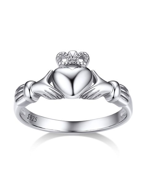 PRICES MAY VARY. 💓Silver Love Claddagh Ring💓 The silver band elegantly folds into two hands holding a heart . A crown for loyalty sits above the heart. This beautiful ring with hands embracing the heart is a powerful symbol of love and loyalty. The ring was worn as a wedding ring for centuries because its style and meaning.Give this ring to your Mom/ Wife/ Daughter/ Girlfriends to make a love statement. 💓Fashion Women Band Ring💓 Sleek and understated, perfect for those who prefer a more subt Silver Celtic Rings, Wedding Band Gold, Silver Claddagh Ring, Slim Ring, Irish Ring Claddagh, Irish Claddagh, Silver Ring For Women, Claddagh Ring, Celtic Knot Ring