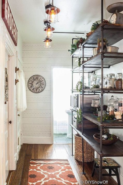 Getting Organized! An Awkward Unused Space Becomes an Open Pantry. Open Pantry, Pantry Makeover, Small Pantry, Diy Pantry, Decor Ikea, Homemade Decor, Diy Decorating, Modern Farmhouse Kitchens, Vintage Eclectic