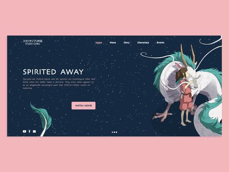 Spirited Away _ UI Design Concept by Nino Gzirishvili Anime Website, Presentation Slides Design, 포트폴리오 레이아웃, Presentation Design Layout, Powerpoint Presentation Design, Webpage Design, Website Design Layout, Web Graphic Design, Web Inspiration