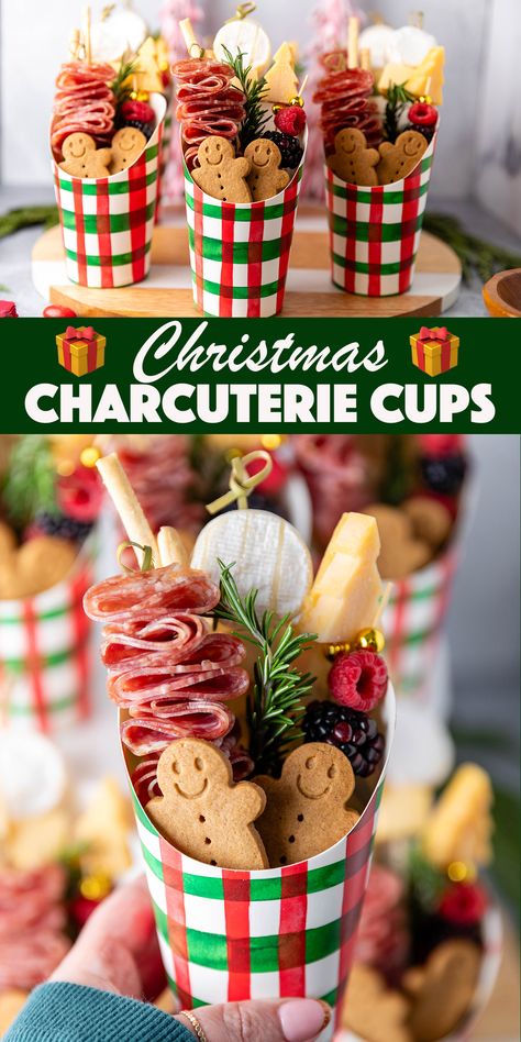 Christmas Charcuterie Cups - individually sized charcuterie in a cup! The perfect easy make-ahead appetizer for Christmas. Christmas Charcuterie Cups, Charcuterie Cups, Christmas Charcuterie, Christmas Appetizers Party, Make Ahead Appetizers, Charcuterie Inspiration, Christmas Food Gifts, Charcuterie Recipes, Chocolate Caliente