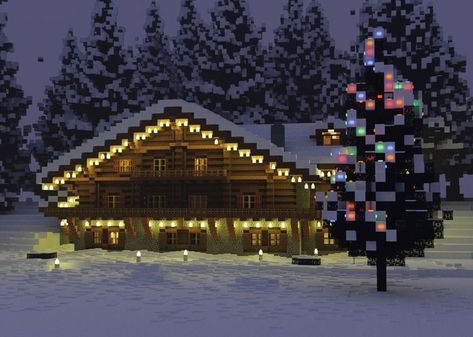 Minecraft What To Build, Minecraft Lodge, Minecraft Snow House, Minecraft Winter Builds, Minecraft Snow Builds, Minecraft Cabin, Minecraft W, Minecraft City Buildings, Santa's House