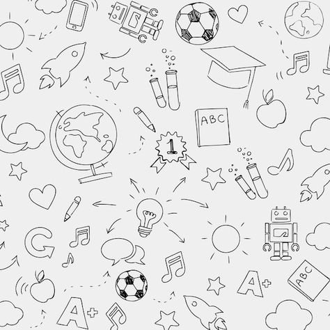 Abc Wallpaper, School Picture Frames, Banner Doodle, School Wallpaper, Music Doodle, Educational Website, Zestaw Ikon, Free Vector Backgrounds, Doodle Background