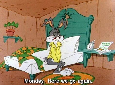 mondays. but today is better than usual. Funny Good Morning Quotes, Looney Tunes Cartoons, Memes Humor, Gym Humor, Old Cartoons, Classic Cartoons, Bugs Bunny, Vintage Cartoon, A Cartoon