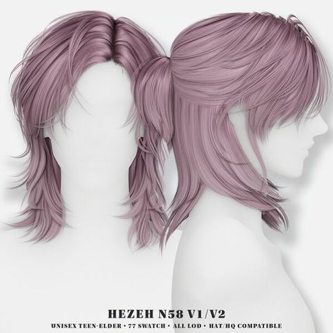 Sims 4 Hairstyle CC: Hezeh  Hair No 58 V1   038  V2 Heterochromia Eyes Sims 4 Cc, Sims Emo Hair, Sims 4 Tomboy Hair, Hezeh Hair Sims 4, Sims4 Cc Hats, Sims 4 Unisex Clothes, Kpop Hair Sims 4 Cc, Sims4 Cc Grunge, Alpha Sims 4 Hair