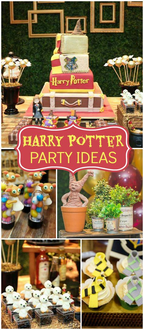 Any Harry Potter fan will not want to miss this spectacular party! See more party ideas at CatchMyParty.com! Harry Potter Motto Party, Harry Potter Party Ideas, Harry Potter Weihnachten, Baby Harry Potter, Gateau Harry Potter, Fanfiction Recommendations, Harry Potter Halloween Party, Cumpleaños Harry Potter, Stile Harry Potter