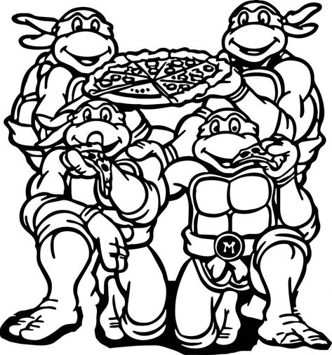 Teenage Mutant Ninja Turtle Coloring Pages Ninja Turtles Printables, Ninja Turtles Pictures, Ninja Turtles Coloring Pages, Michelangelo Ninja Turtle, Pizza Coloring Page, Ninja Turtle Coloring Pages, Turtle Coloring Pages, Teenage Ninja Turtles, Mandalas Drawing