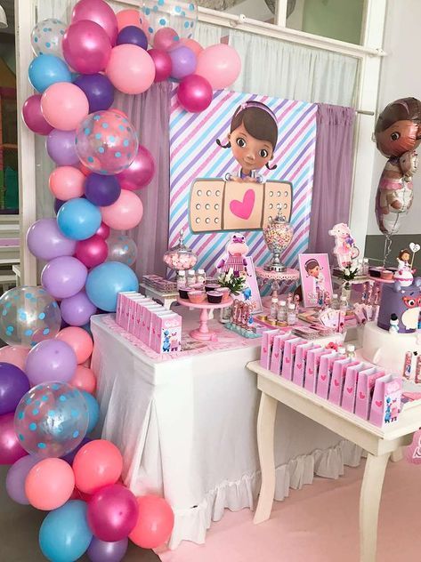 The dessert table at this Doc McStuffins birthday party is stunning! See more party ideas and share yours at CatchMyParty.com  #catchmyparty #partyideas #docmcstuffinsparty #docmcstuffinsdesserttable Dr Mcstuffins Birthday Ideas, Doc Mcstuffins Birthday Party Ideas Cake, Doc Mcstuffins Birthday Cake, Doc Mcstuffins Birthday Party Ideas, Doc Mcstuffins Cake, Doc Mcstuffins Birthday Party, Doc Mcstuffins Party, Doc Mcstuffins Birthday, Second Birthday Ideas