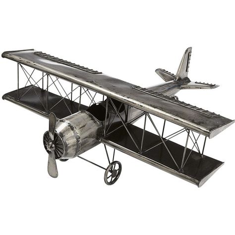 Pier 1 Imports Iron Airplane Sculpture ($50) ❤ liked on Polyvore featuring home, home decor, airplanes, decor, toys, transportation, fillers, pier 1 imports, iron home decor and inspirational home decor Airplane Sculpture, Silver Home Accessories, Aviation Decor, Furniture Hinges, Vintage Planes, Vintage Aircraft, Big Boy Room, Metal Projects, Indoor Patio Furniture