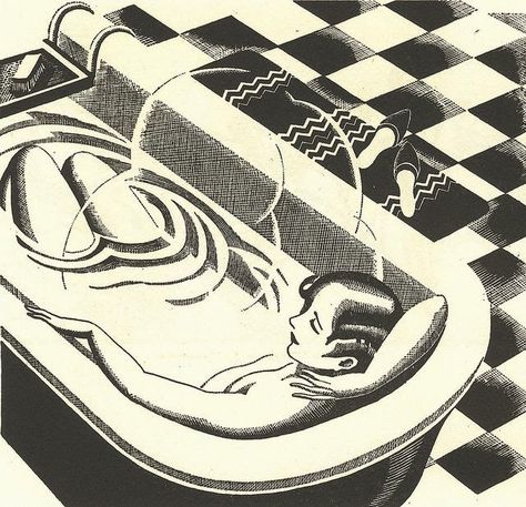 black and white woodcut by Charles W.Hobson of a woman in a bathtub Bath Art, Woodcuts Prints, Cyndi Lauper, Art Et Illustration, Wood Engraving, Linocut Prints, A Drawing, Linocut, Painting & Drawing