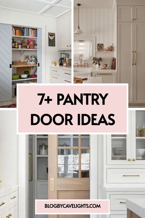 7+ Pantry Door Ideas Doorless Pantry Ideas, Glass Door Pantry Cabinet, Small Kitchen Pantry Makeover, Pocket Pantry Door Ideas, Pantry Door Ideas Diy, Pantry Doors With Glass Panels, Sliding Door Pantry, Hidden Pantry Door, Pocket Door Pantry