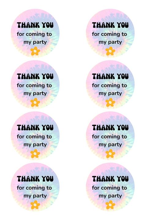 Thank You For Coming To My Party Gifts, Thank You For Coming Tags Printable Free, Candy Theme Birthday Party, Tie Dye Birthday, Happy Rakhi, Favour Bags, Tag Templates, Party 2023, Free Printable Tags