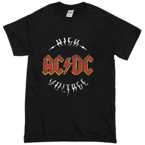 High ACDC Voltage T-shirt Band Tshirt Aesthetic, Streetwear Hairstyles, Lightning Hoodie, Acdc T Shirt, Acdc White Shirt, Acdc Merch, Acdc Oversized Shirt, Band Clothes, Artist Merch