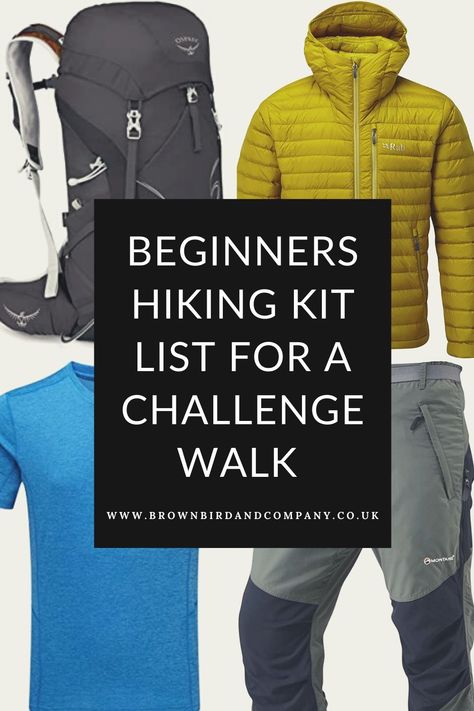 See our essential beginners hiking kit list which you can use for challenge walks or use as a guide if you are getting into hiking and want the right kit.  #kitlist #hiking #walking #challengewalk #mountains Hiking Kit List, Hiking Kit, Beginner Hiking, Hiking Clothing, Adventure Life, Safety Equipment, Hiking Equipment, Life Blogs, Hiking Outfit