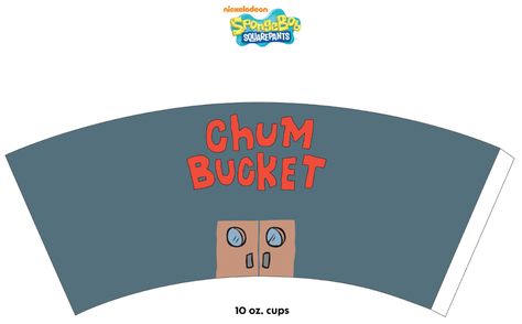 Diy Chum Bucket Spongebob, Chum Bucket Spongebob, Chum Bucket, Spongebob Party Printables, Spongebob Printables, Spongebob Food Ideas For Party, Spongebob Party Favors, Spongebob Best Friend, Spongebob Crafts