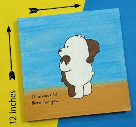 Friend Painting Ideas, Meaningful Paintings, Canvas Art Gifts, Bear Painting, Disney Canvas Art, Disney Canvas, Best Friend Drawings, Friend Painting, Custom Portrait Illustration