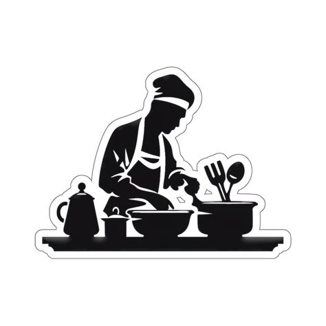 Unique Cooking Chef Sticker - Vinyl Decal for Laptop, Kindle, Hydroflask - Cooking Stickers, Chef Stickers, Culinary Decor by StickersNMugs on Etsy Chef Stickers Aesthetic, Cooking Stickers, Chef Poster, Chef Sticker, Culinary Design, Chef Logo, Airplane Wallpaper, Kitchen Stickers, Gallery Wallpaper