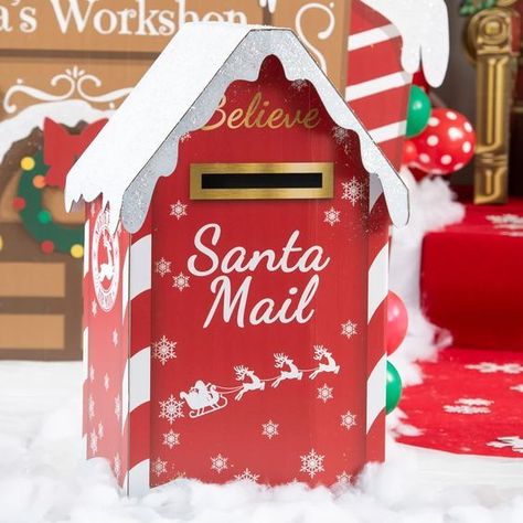 Santas Grotto, Background Candy, Santa Mailbox, Diy Mailbox, Santa Mail, North Pole Express, Mail Slot, Christmas Mail, Christmas Props