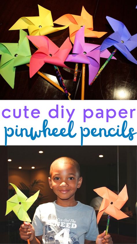 DIY paper pinwheel pencils craft - how to make a pencil pinwheel Pinwheel Crafts For Kids, Paper Pinwheels, Make A Pinwheel, Pinwheels Craft, How To Make Paper Pinwheels, Pinwheel Craft For Kids, Diy Pinwheels For Kids, How To Make A Pinwheel That Spins, Paper Spinners