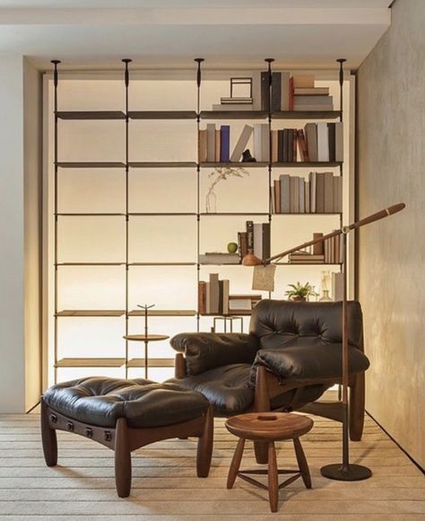 Modern Brazilian Interior Design, Brazilian Furniture Design, Brazilian Interior Design, Midcentury Modern Apartment, Midcentury Modern Furniture, Armchair And Ottoman, Midcentury Furniture, Brazilian Design, French Apartment