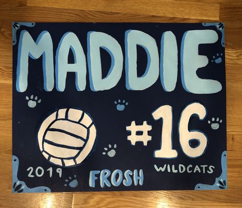 Eighth Grade Night Volleyball Posters, Libero Posters Volleyball, Soccer Signs Posters Diy, Senior Signs Posters Volleyball, Volleyball Name Poster Ideas, Volley Ball Senior Night Posters, Sports Board Ideas, Cute Volleyball Posters For Players, 8th Grade Volleyball Poster