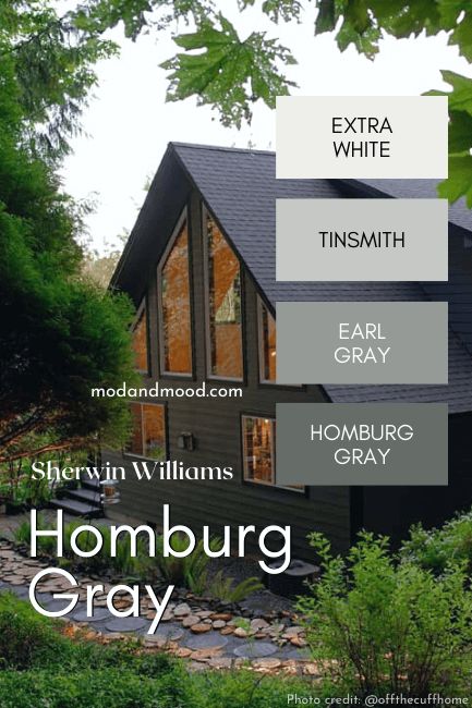 Homburg Gray Exterior Sherwin Williams, Sw Homburg Gray Cabinets, Homburg Gray Sherwin Williams Exterior House, Sw Homburg Gray Exterior Paint, Homburg Grey Exterior, Homburg Gray Bedroom, Link Gray Sherwin Williams Exterior, Foggy Day Sherwin Williams Exterior, Sherwin Williams Homburg Grey