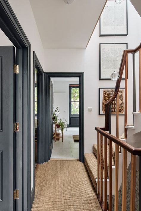 Terrace Hallway, Floor Transition, Grey Hallway, Victorian Hallway, Victorian Terraced House, Entrance Halls, Hallway Colours, Bedroom Victorian, Victorian Parlor