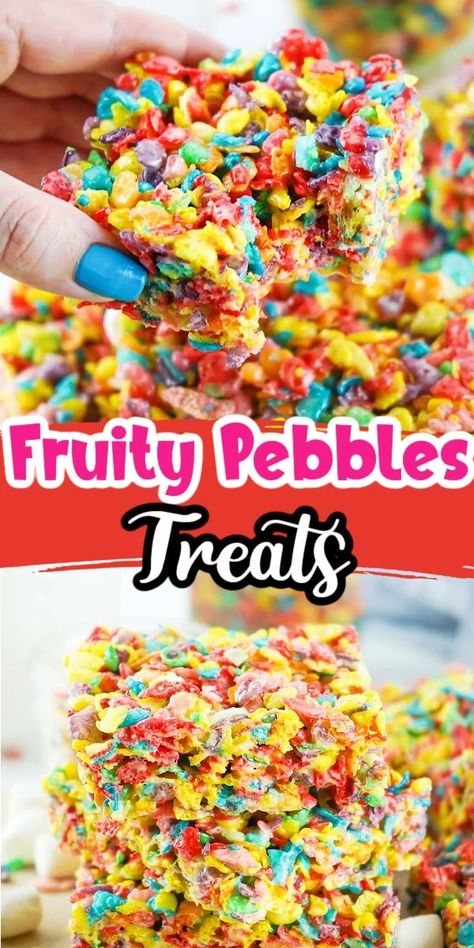 Fruity Pebbles Marshmallow Treats, Fruit Pebble Rice Krispie Treats, Fruity Pepples Rice Krispies Recipe, Fruit Pebbles Rice Crispy Treats, Fruity Pebbles Rice Crispy Treats Recipe, Fruity Pebbles Rice Crispy Treats, Fruity Pepples, Fruity Pebble Bars, Fruity Pebbles Treats