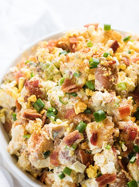 cajun potato salad Red Potato Salad Recipe, Bacon Ranch Potato Salad, Cajun Potatoes, Salad Recipes With Bacon, Ranch Potato Salad, Potato Salad Dressing, Red Potato Salad, Bacon Ranch Potatoes, Potato Salad Recipe Easy