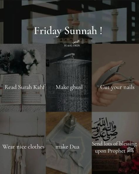 Al Deen | Friday Sunnah 🤍💫 . . . Follow For More islamic reminders ♥️ Pic Credit to it’s owner . . . #bismillah #jummah #friday #islamicquotes… | Instagram Friday Sunnah, Friday Reminder, Surah Kahf, Friday Quotes, Islamic Reminders, Its Friday Quotes, Follow For More, Islamic Quotes, You Nailed It