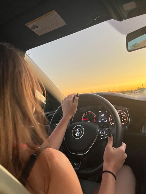 Teenage Car Aesthetic, New Car Aesthetic, Teen Girl Car Aesthetic, Girls Car Driving, Polo Car, Girl Driving Car Aesthetic, Girls Driving Car Aesthetic Night, Drivers Ed, Girls Driving