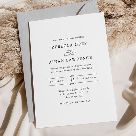 Simple Elegant Wedding Invitations Classy, Modern Black And White Wedding, Templates Black, Black And White Wedding Invitation, Popular Wedding Invitations, Classy Wedding Invitations, Sans Font, Calligraphy Text, Wedding Simple