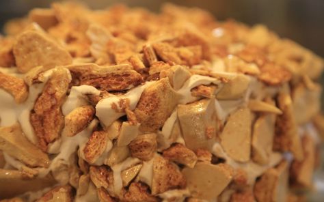 Coffee Crunch Cake Recipe, Coffee Crunch Cake, Coffee Crunch, Crunch Cake Recipe, Crunch Cake, Angel Cake, Candy Thermometer, Corn Syrup, Rolling Pin