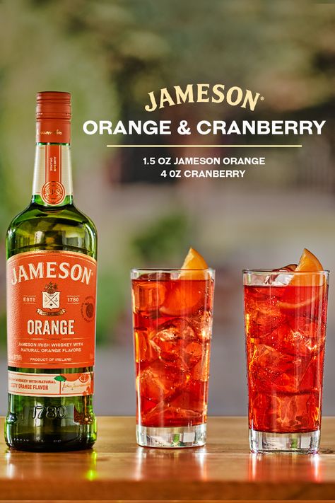 Orange Jameson Drinks, Jamison Orange Whiskey Drinks, Orange Jameson Cocktails, Jameson Orange Recipes, Jameson Orange Whiskey Drinks, Jameson Orange Cocktails, Jameson Recipes, Cranberry Whiskey Cocktail, Jameson Whiskey Drinks