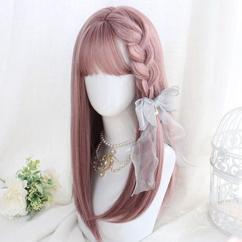 Interesting Hair Styles, Fantasy Hair Color Ideas, Wig Hairstyles Ideas, Girls With Long Hair, Sweet Hairstyles, Wig Styling, Cosplay Hair, Kawaii Hairstyles, Harajuku Style