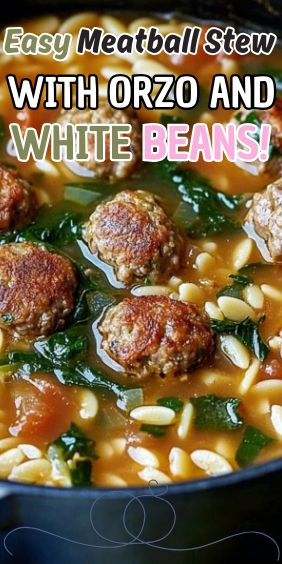 Easy Meatball Stew with Orzo and White Beans Meatball Stew Recipe, Souper Cubes, Meatball Stew, Easy Meatball, Perfect Meatballs, Meatballs Easy, Small Pasta, Gourmet Cooking, Orzo Pasta