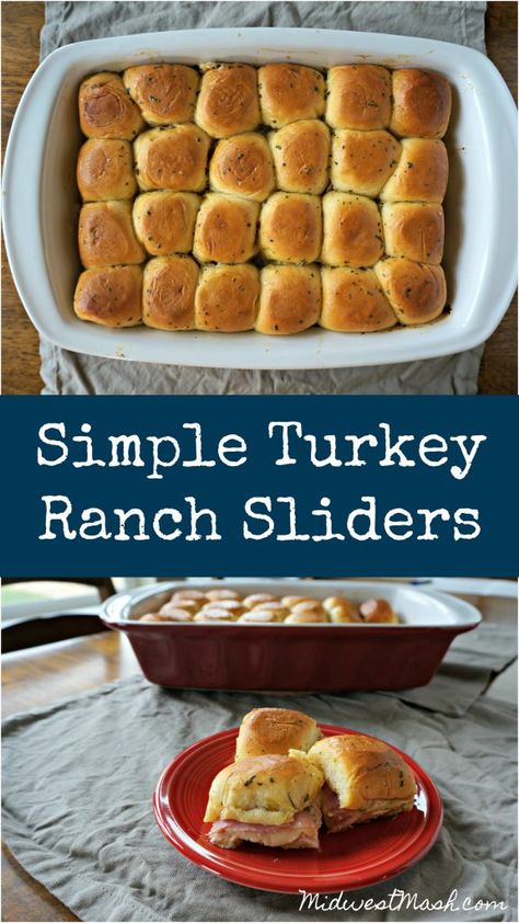 Deli Sliders, Ranch Sliders, Sliders Recipes Hawaiian Rolls, Sliders Recipes, Turkey Sliders, Slider Sandwiches, After School Snack, Turkey Cheese, Sandwich Ingredients