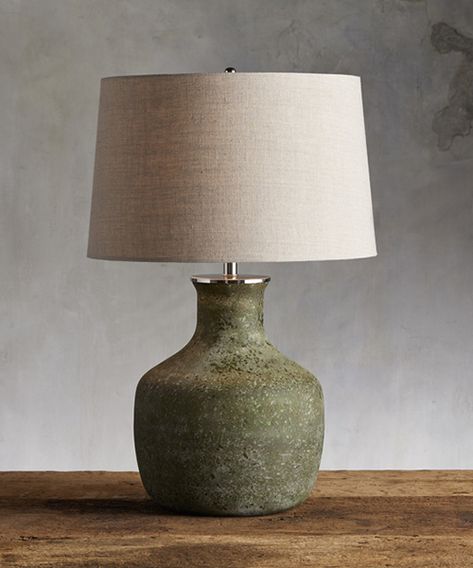 Galena Rustic Green Lamp Mediterranean Lamps, Farmhouse Bedside Lamps, Rustic Bedside Lamps, Neutral Lamps, Olive Green Bedrooms, Green Table Lamp, Farmhouse Lamps, Rustic Table Lamps, Green Lamp