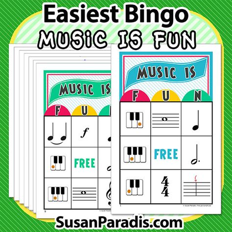 This is an easy music bingo game for beginners called Music Is Fun with cards for 10 students and cards with music symbols and vocabulary. Bingo Free Printable, Music Bingo, Keyboard Lessons, Piano Games, Piano Classes, Teaching Piano, Piano Teaching Resources, Play The Piano, Music Lessons For Kids