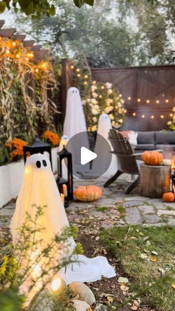 Kara Bowman on Instagram: "Who’s ready for a “Ghouls Night Out” in my backyard?!👻 I gave my outdoor space a ghostly glow-up this season with @PotteryBarn’s cute Halloween decor! Aren’t the lit ghosts and the glow from the lanterns just magical?!✨ Check out my stories for more fun and links! 👻 #MyPotteryBarn

#halloweenparty #halloweenpartyideas #halloweendinnerparty #halloweenpartydecor #ghoulsnightout #halloweentablescape" Ghouls Night, Cute Halloween Decor, Halloween Tablescape, Halloween Party Dinner, Backyard Gazebo, Halloween Decorating, Backyard Inspiration, Halloween 2024, The Glow